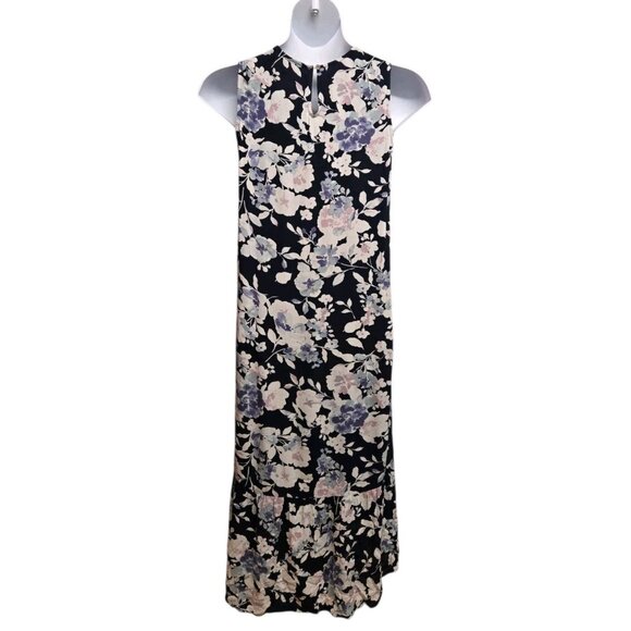 J Jill Womens Size Small Sleeveless Floral Print Ruffle High Low Hem Midi Dress - Picture 2 of 8